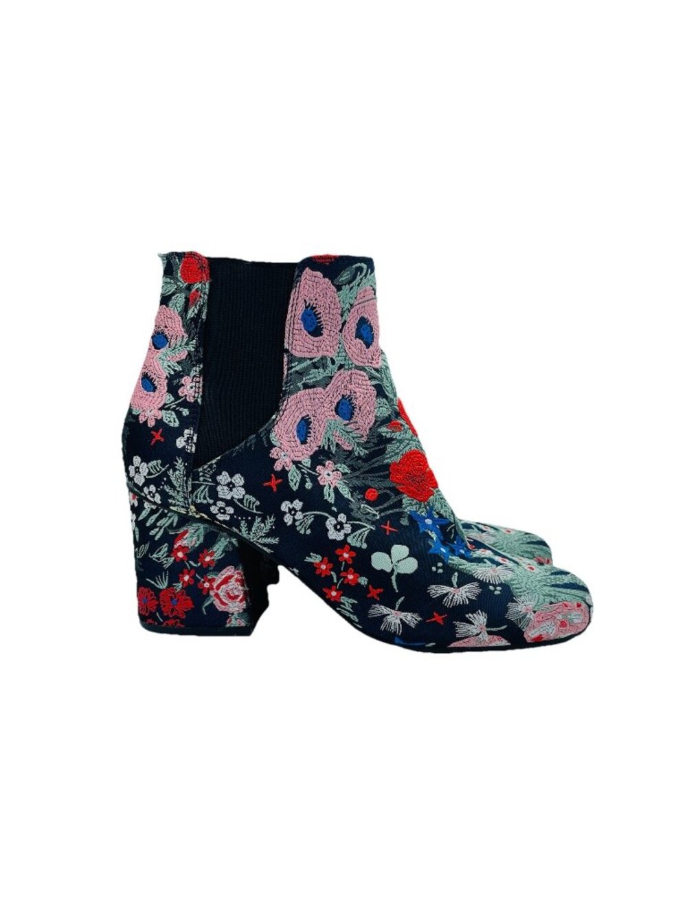 Indigo Rd. Womens Boots Size 7.5 M Floral Heeled Ankle Booties Slip On Retro